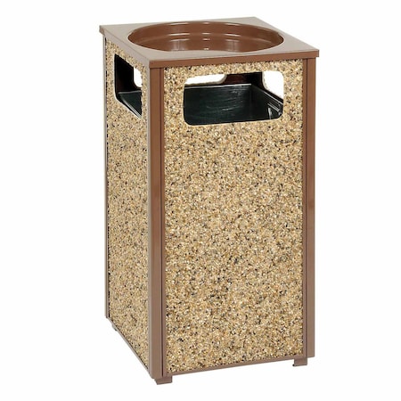 Global Industrial Square Outdoor Can, Brown, Steel, 13-1/2 in 239577BN